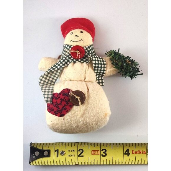 (3) Snowman Christmas Tree Ornaments With Red Hats & Gingham Scarves - Picture 7 of 7
